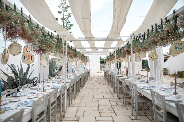 A Puglia, Italy wedding filled with a fresh, light wedding color palette of white, green, light blue, and light pink